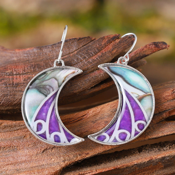 Wholesale Retro geometric star and moon pendant earrings niche advanced all-match earrings