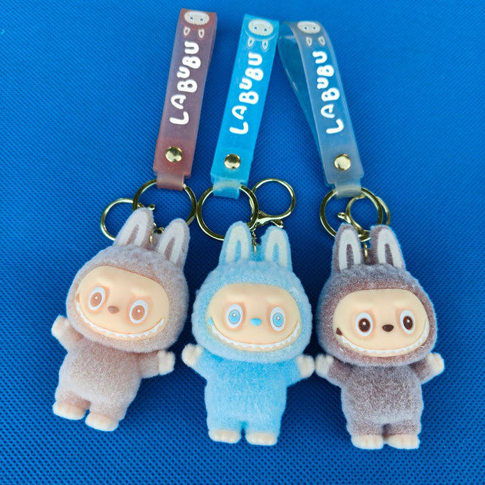 Wholesale LED light-up keychain,  cartoon bucktooth doll,  school bag pendant,  flocking doll