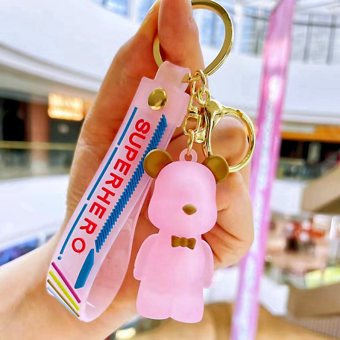 Wholesale Cartoon Crystal Bear Bear Keychain Couple Car Key Chain Bag Pendant