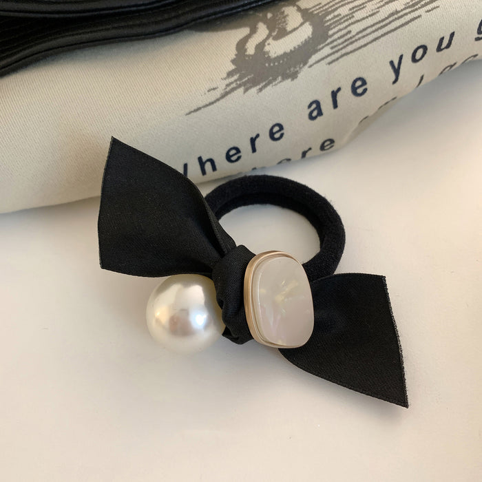 Wholesale Pearl bow headband, headband, rubber band for tying hair, high-end feel, rubber band headband, simple and elegant style