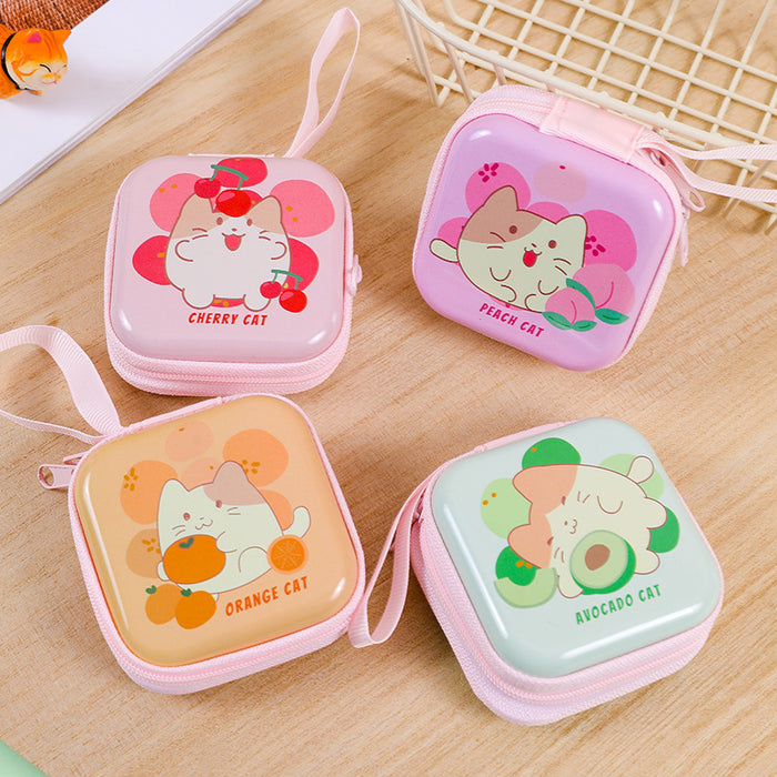 Wholesale Cartoon camera game machine tinplate square coin purse zipper headset storage bag exquisite coin storage box