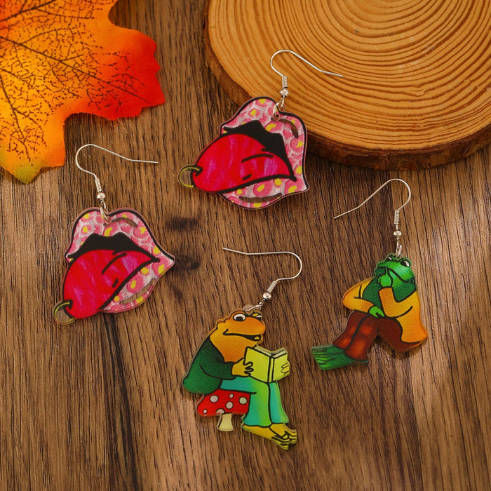 Wholesale  Cherry Skull Lonely Frog Acrylic Cartoon Earrings Earrings Jewelry