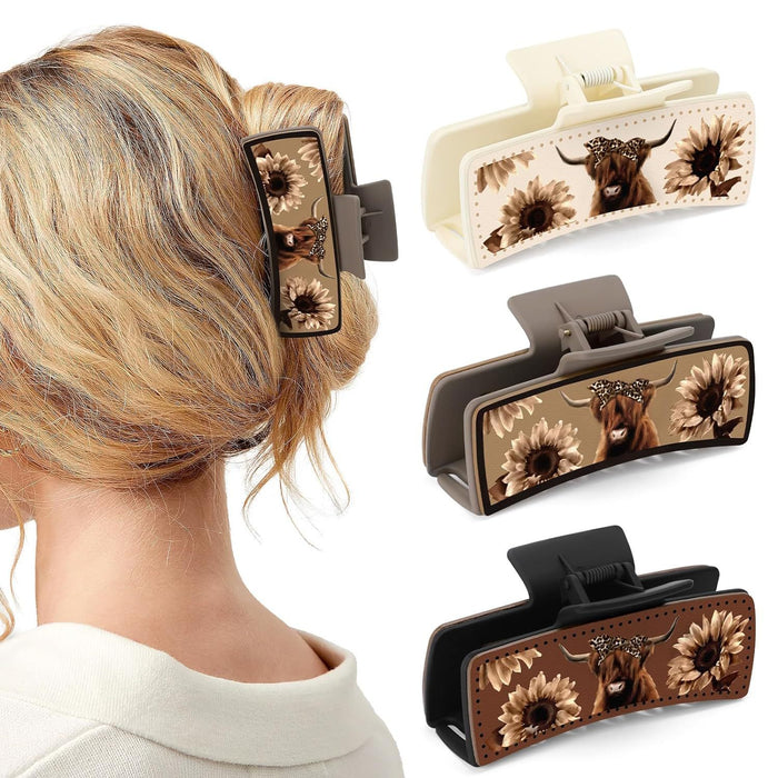 Wholesale PU Bull Head Square Hair Clip JDC-HC-Fengp001