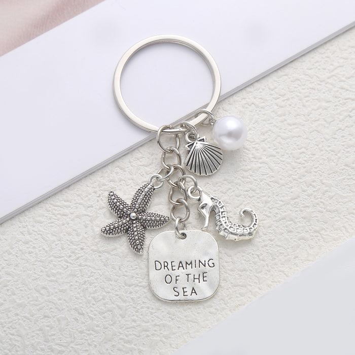 Wholesale Ocean Series Starfish Seahorse Shell Pendant Keychain Niche Creative Pendant School Bag