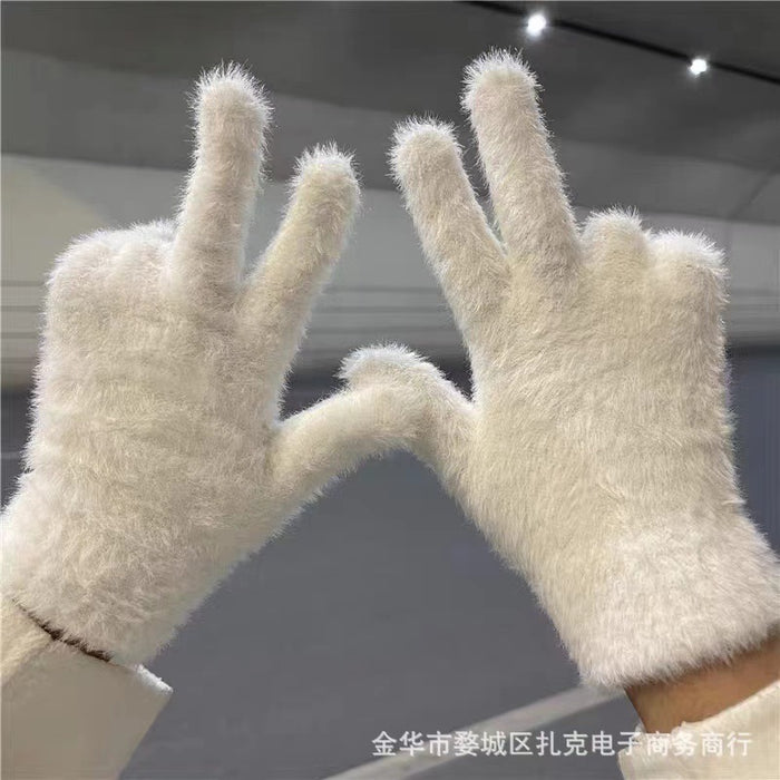 Wholesale Cute Cat Diamond Gloves Girls Winter Warm  Rhinestone Cycling Plush Wear Gloves