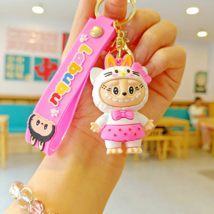 Wholesale New cross-dressing  cartoon keychain cute couple schoolbag pendant car keychain claw machine small gift