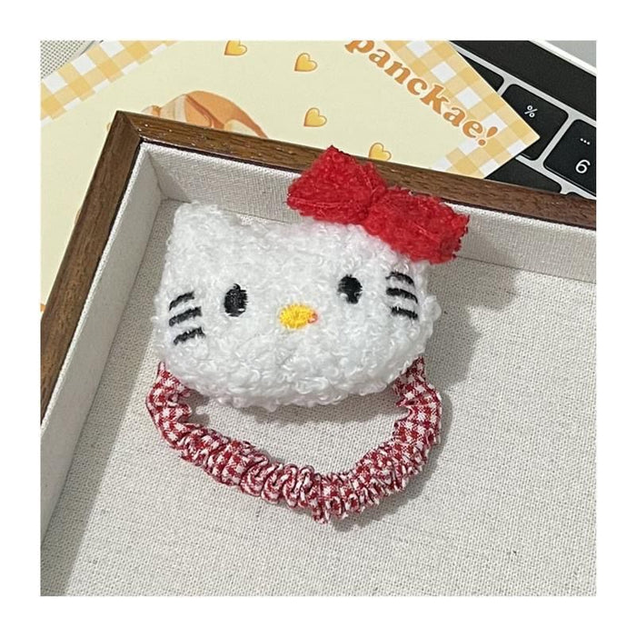 Wholesale Cute plush cat plaid hair tie