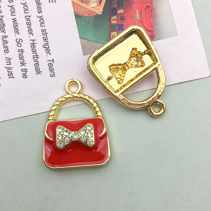 Wholesale DIY Red Oil-Drip Alloy Charms