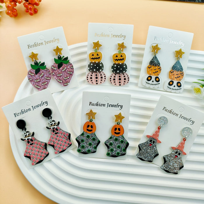 Wholesale Halloween Ghost Style Acrylic Earrings JDC-ES-QiYu002