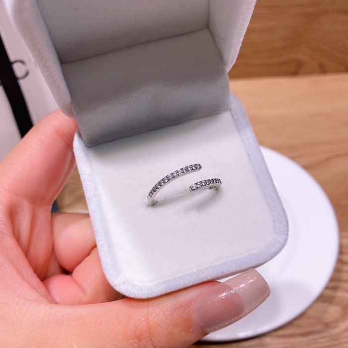 Wholesale Double layer ring, personalized hollow, simple and cold style, geometric opening, adjustable ring