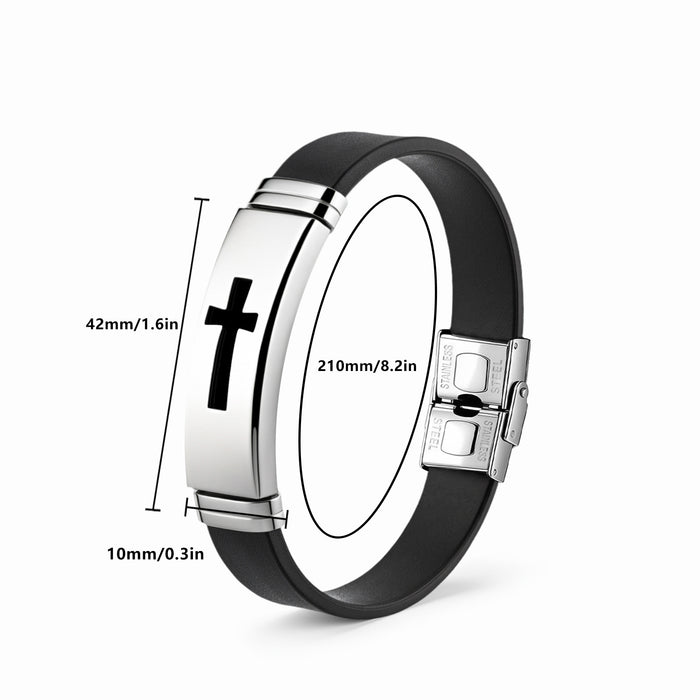 Wholesale Stainless Steel Cross Design Men' s Bracelet - Adjustable Everyday Wear