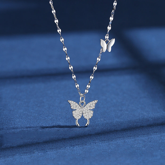 Wholesale Flash Diamond Butterfly Necklace Clavicle Chain Elegant Necklace Women