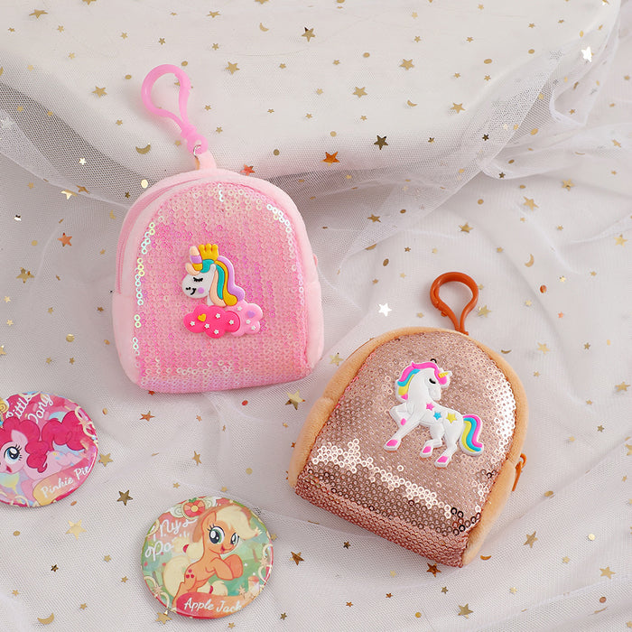 Wholesale Sequin Unicorn Coin Purse Children' s Cartoon Portable Coin Headset Storage Bag Cute Mini Bag