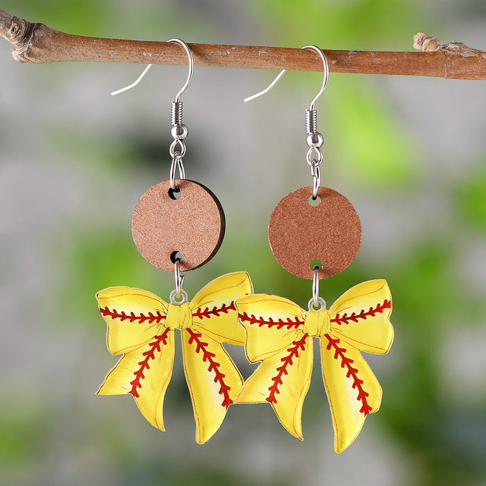 Wholesale New Ball Bow Disc Splicing Pendant Earrings, Acrylic Earrings for Watching Competitions, Gift