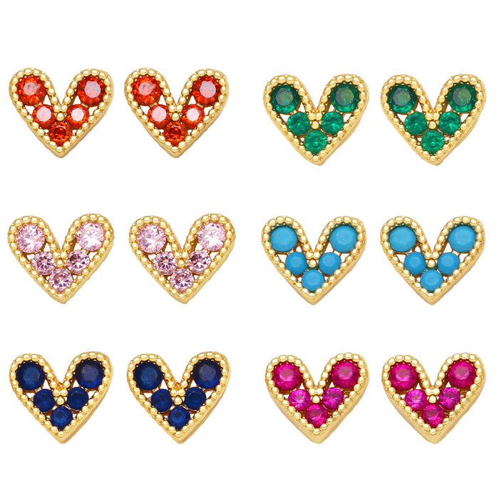 Wholesale Mini Zircon Heart Earrings JDC-ES-AS085