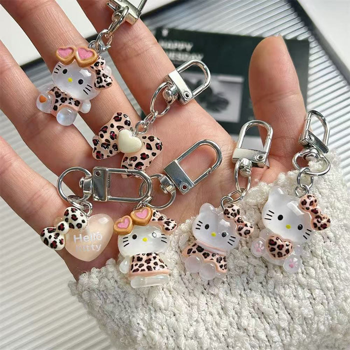 Wholesale Translucent Leopard Print Keychain Silver School Bag Pendant