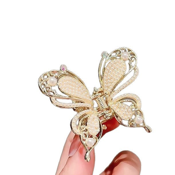 Wholesale Three dimensional butterfly rhinestone pearl hair clip, grip clip, back of head, half tied hair, shark clip, top clip