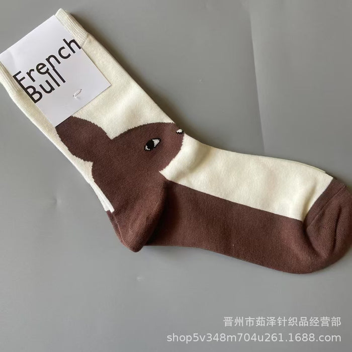 Wholesale Cotton socks, cat flower cactus trendy socks, women's socks, mid tube socks