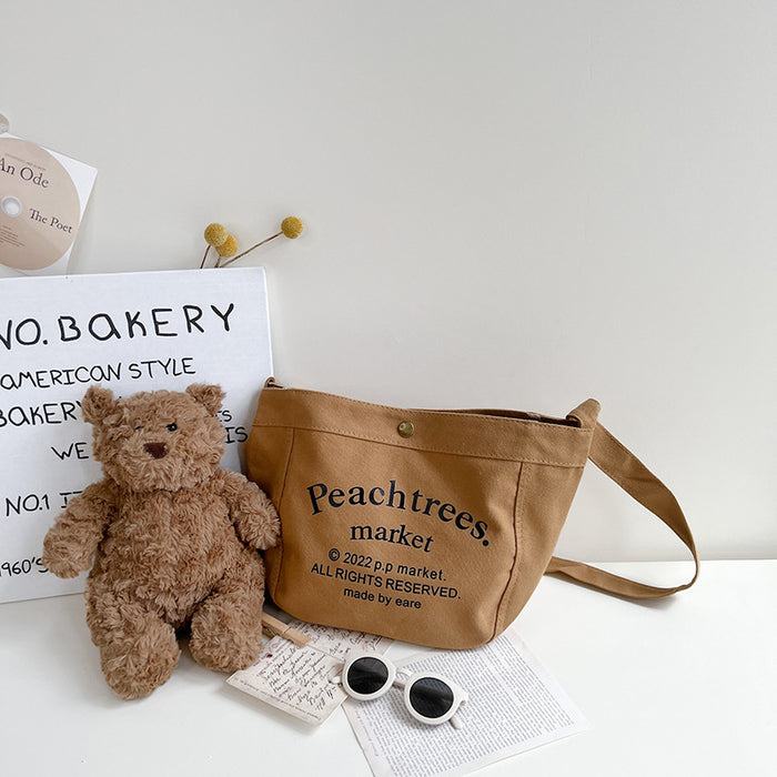 Wholesale Crossbody bag, large capacity outdoor snack bag, simple letter canvas shoulder bag