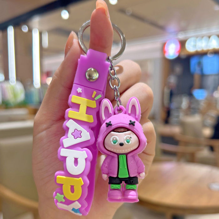 Wholesale Cute cartoon silicone keychain with cute little monster keychain for sweatshirt