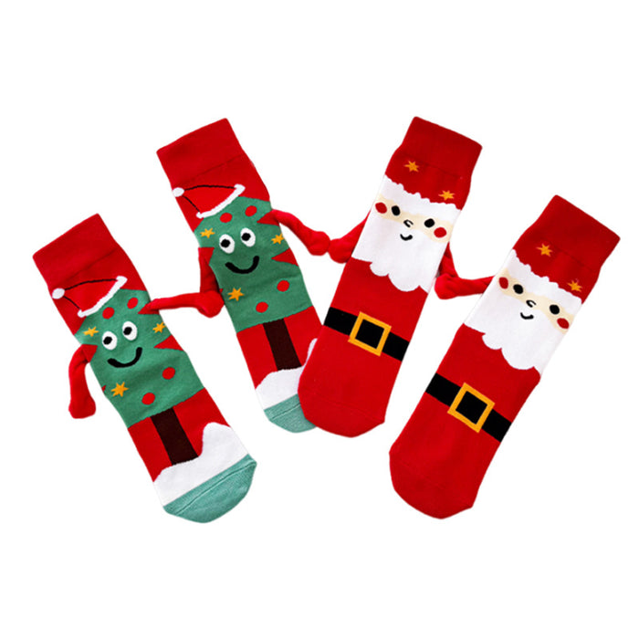 Wholesale Christmas Hand in Hand Polyester Cartoon Middle Tube Socks JDC-SK-Xinh027