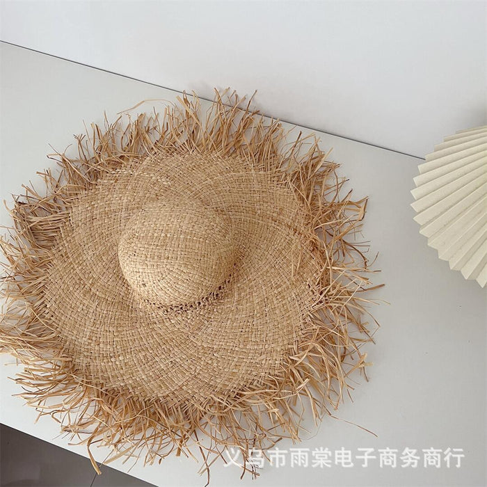 Wholesale Children's Straw Hat Large Eave Lafitte Broken Edge Breathable Sunshade Hat
