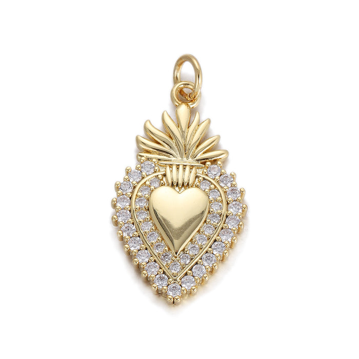 Wholesale Love Gold-plated Pendant Peach Heart Zircon Accessories JDC-BT-YJ006