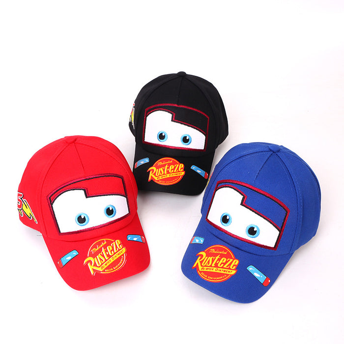 Wholesale Trendy Car Print Boys Baseball Cap Sun Hat Red Cloth Wide Brim Sunscreen Kids Fashion Accessory For Resale