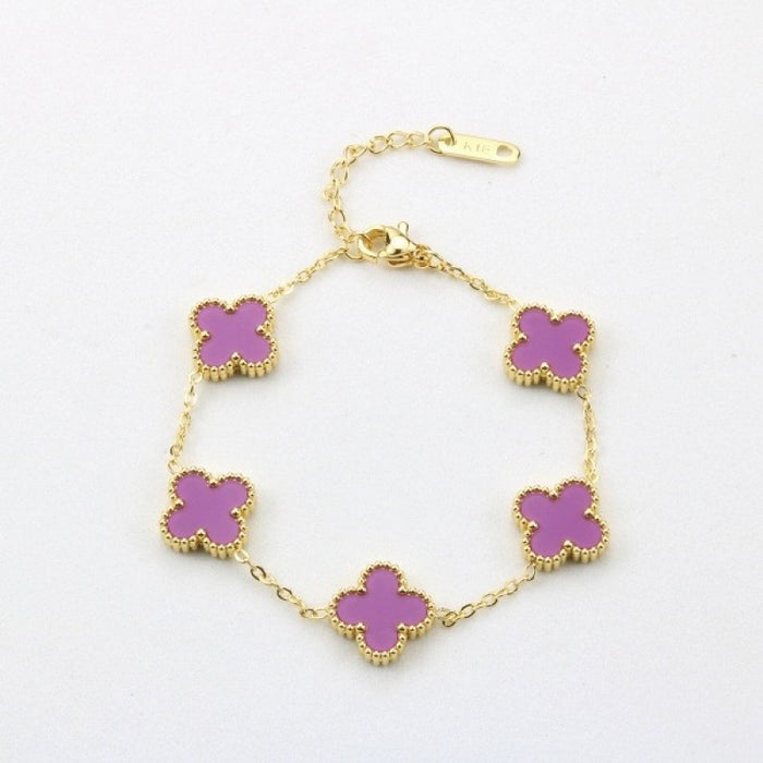 Wholesale 13mm Four Leaf Clover Bracelet Non Fading Five Flower Fritillaria Versatile Bracelet, Unique Handpiece