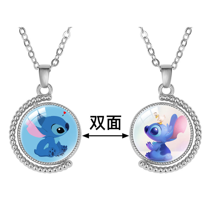 Wholesale Creative double-sided rotating cartoon character pendant necklace