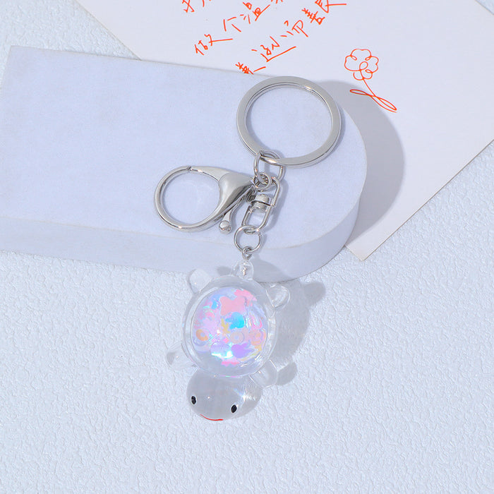 Wholesale Transparent Acrylic Turtle Keychain Padded Doll Pendant Girl Bag Pendant