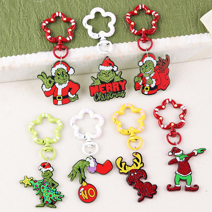 Wholesale Cartoon Christmas series funny acrylic keychain fashionable personality antler pendant jewelry