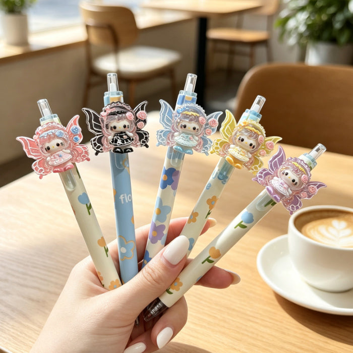 Wholesale Trendy Cartoon Press Pens with Angel Wings Design Cute Office Writing Supplies Gift Idea