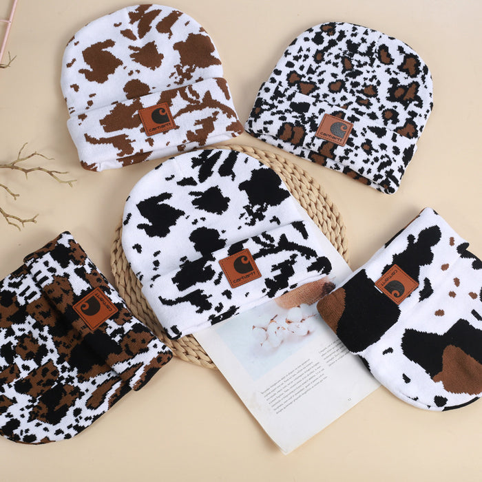 Wholesale Acrylic Cow Jacquard Knitted Hat JDC-FH-HongHong008