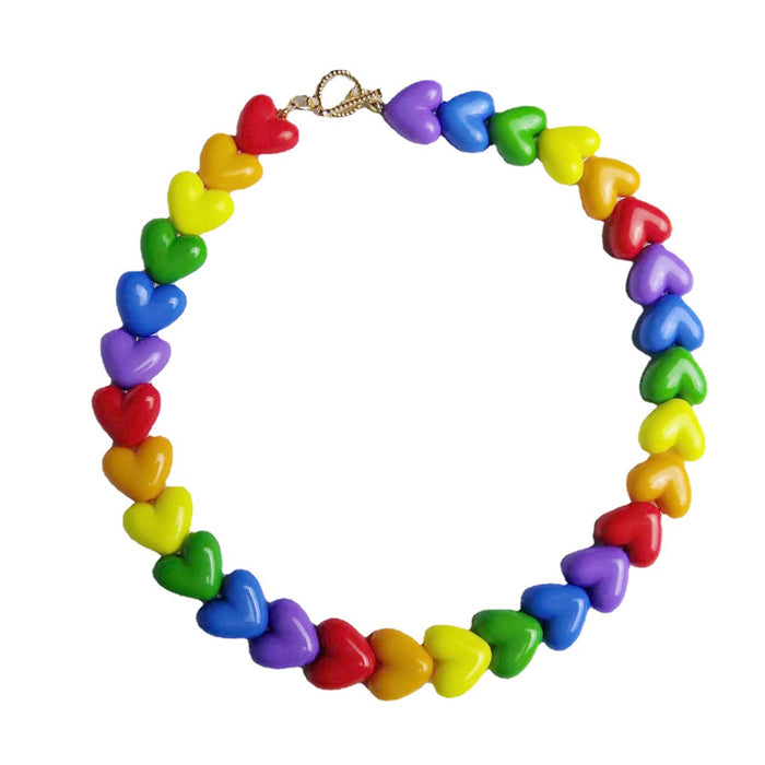 Wholesale Love Candy Macron Acrylic Resin Peach Heart Necklace