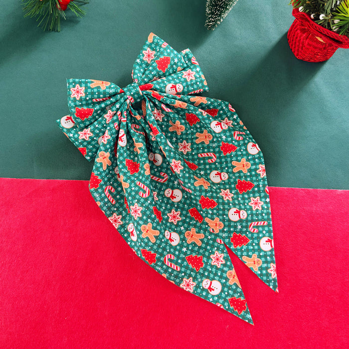 Wholesale Christmas gingerbread man bow hairpin  ribbon spring clip back of the head hairpin hair accessories