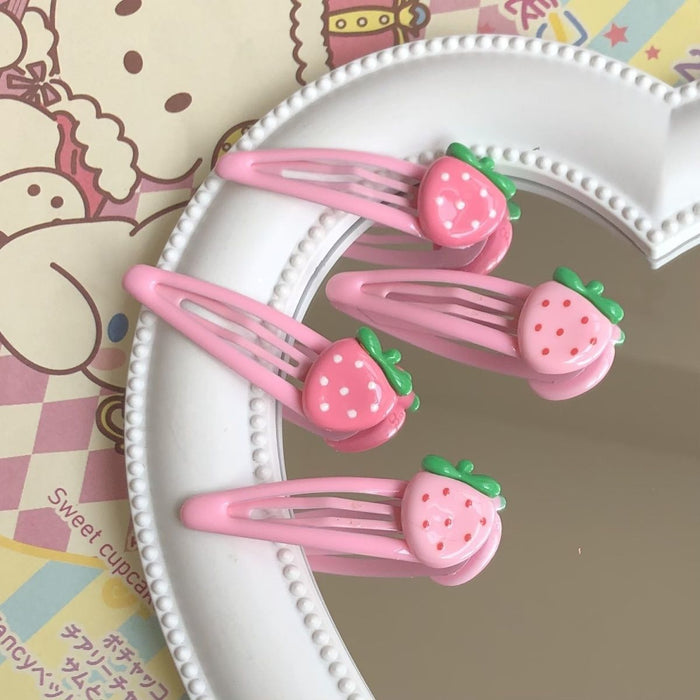 Wholesale smooth strawberry clip pink hair clip student bangs edge clip hair accessories