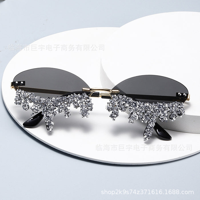 Wholesale Angel tears frameless sunglasses, personalized diamond studded sunglasses
