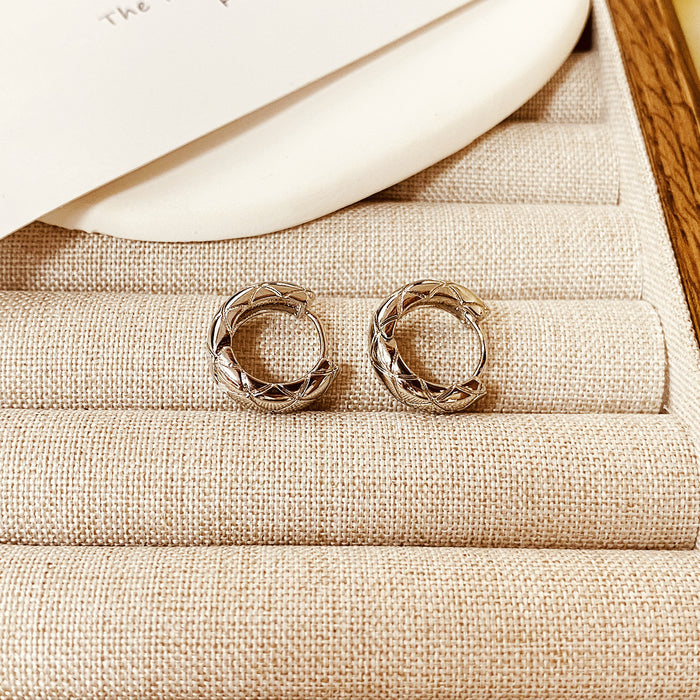 Wholesale Copper plated 18K gold rhombus pattern hoop earrings