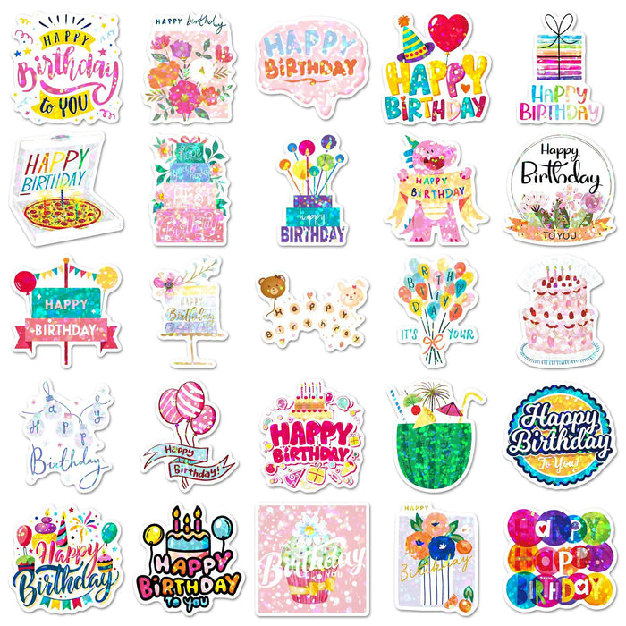 Wholesale 50 birthday glitter film laser cartoon creative stickers