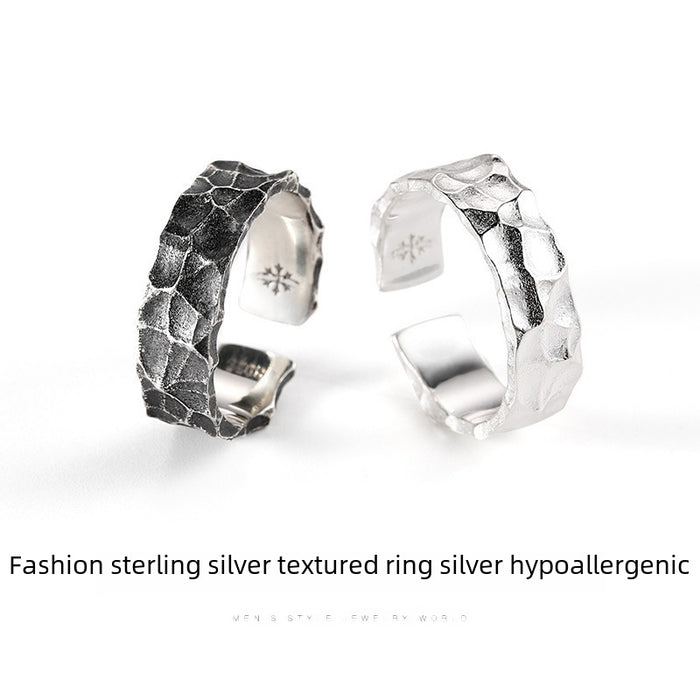 Wholesale Vintage Open End Ring with Personalized Cracks, Minimally Crafted Vintage Hammer Pattern Ring Jewelry