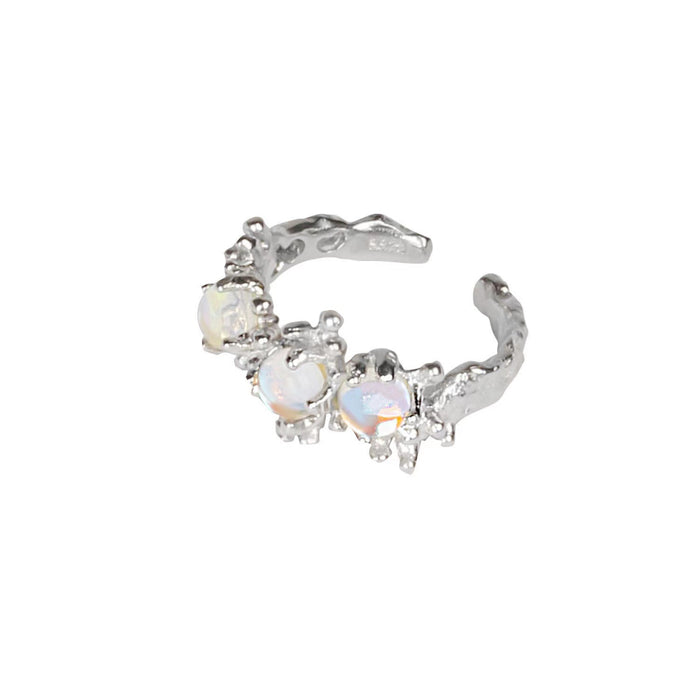 Wholesale Inlaid moonstone texture open ring, irregular texture transparent ring, niche
