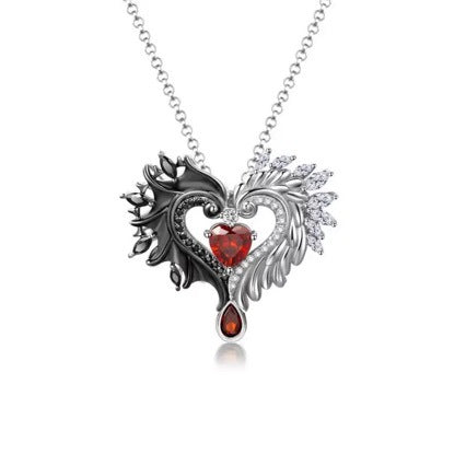 Wholesale Alloy Vintage Angel and Devil Heart Necklace