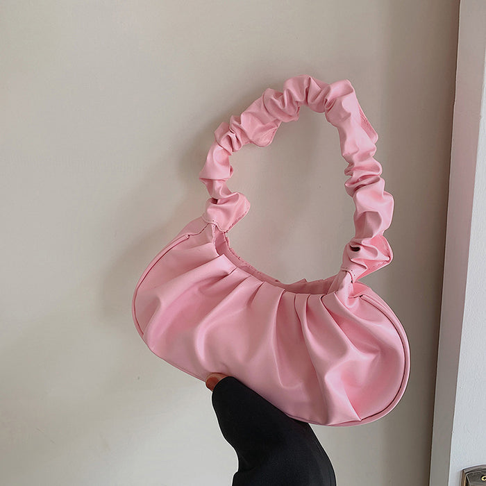 Wholesale New solid color cloud pleated bag, minimalist shoulder bag