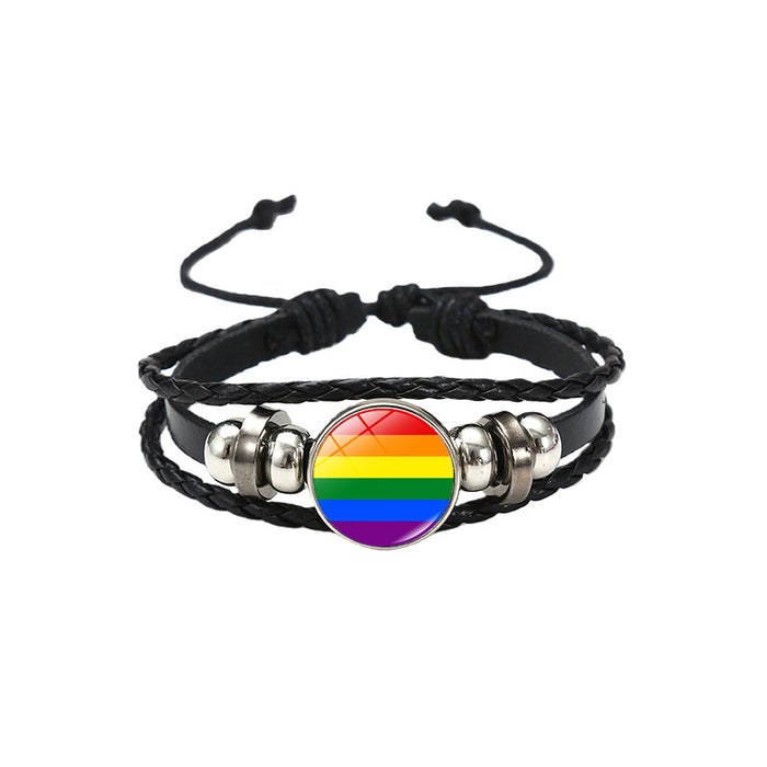Wholesale Rainbow Flag &  Genderfluid Gemstone Hand-Woven Bracelet