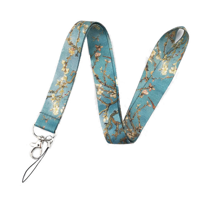 Wholesale Painting series double-sided printed polyester anti-loss neck strap phone lanyard and keychain