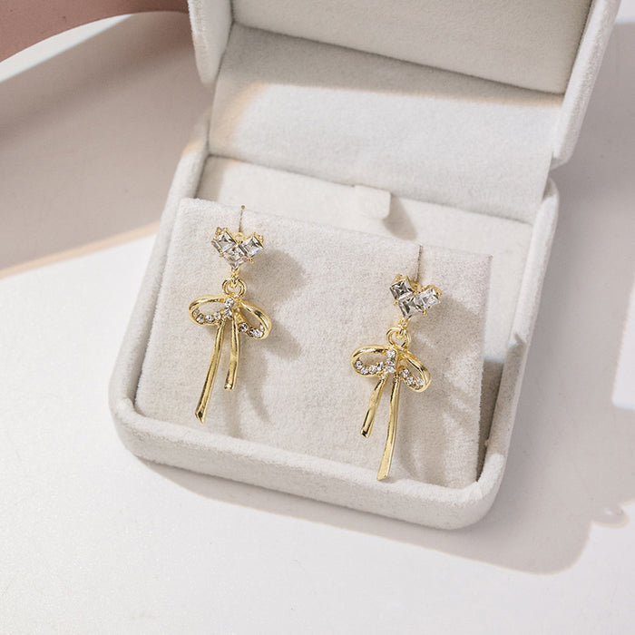 Wholesale Silver Butterfly Tassel Earrings High-end Earrings Elegant Diamond Pearl Long Earrings
