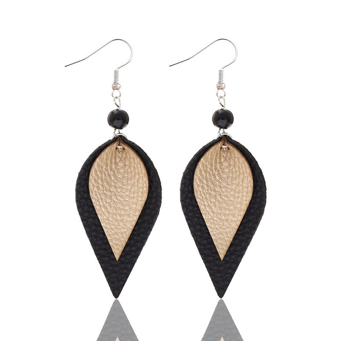 Wholesale Earrings with simple and fashionable multi-layer leather structure, ear hooks, wholesale
