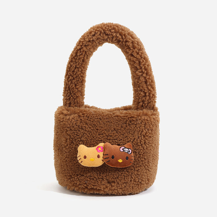Wholesale Autumn and Winter New Plush Bags,  Fashionable Tote Bags,  Women' s Niche Bucket Bags, Cartoon Handbags in Stock