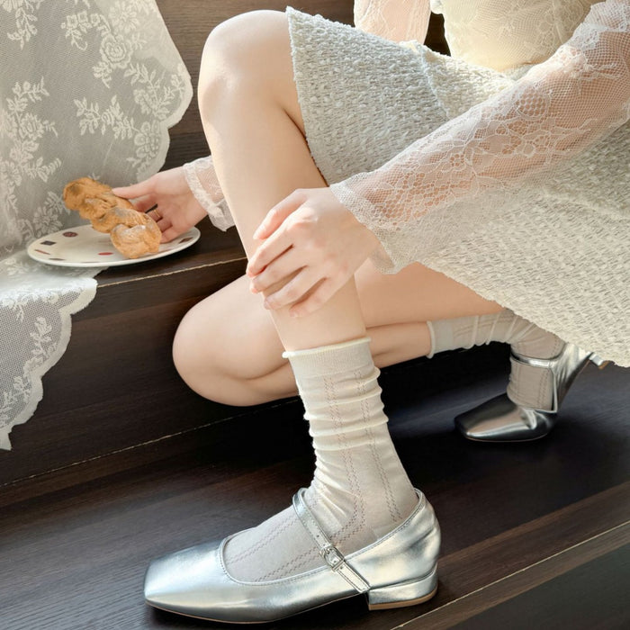 Wholesale Socks, mid tube socks, lace socks, hollowed out mesh stacking socks, sweat absorbing and breathable long socks